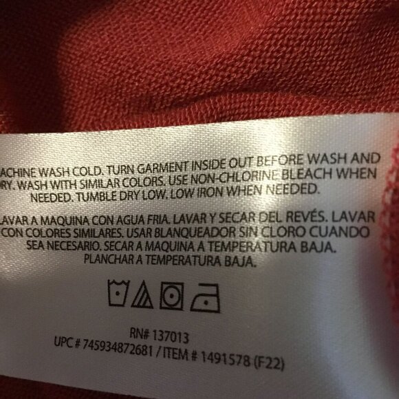 Orvis Knit Top Women's Sz Medium Cap Sleeve Relaxed V-Neck Rust Orange Hem Slits - Picture 11 of 13